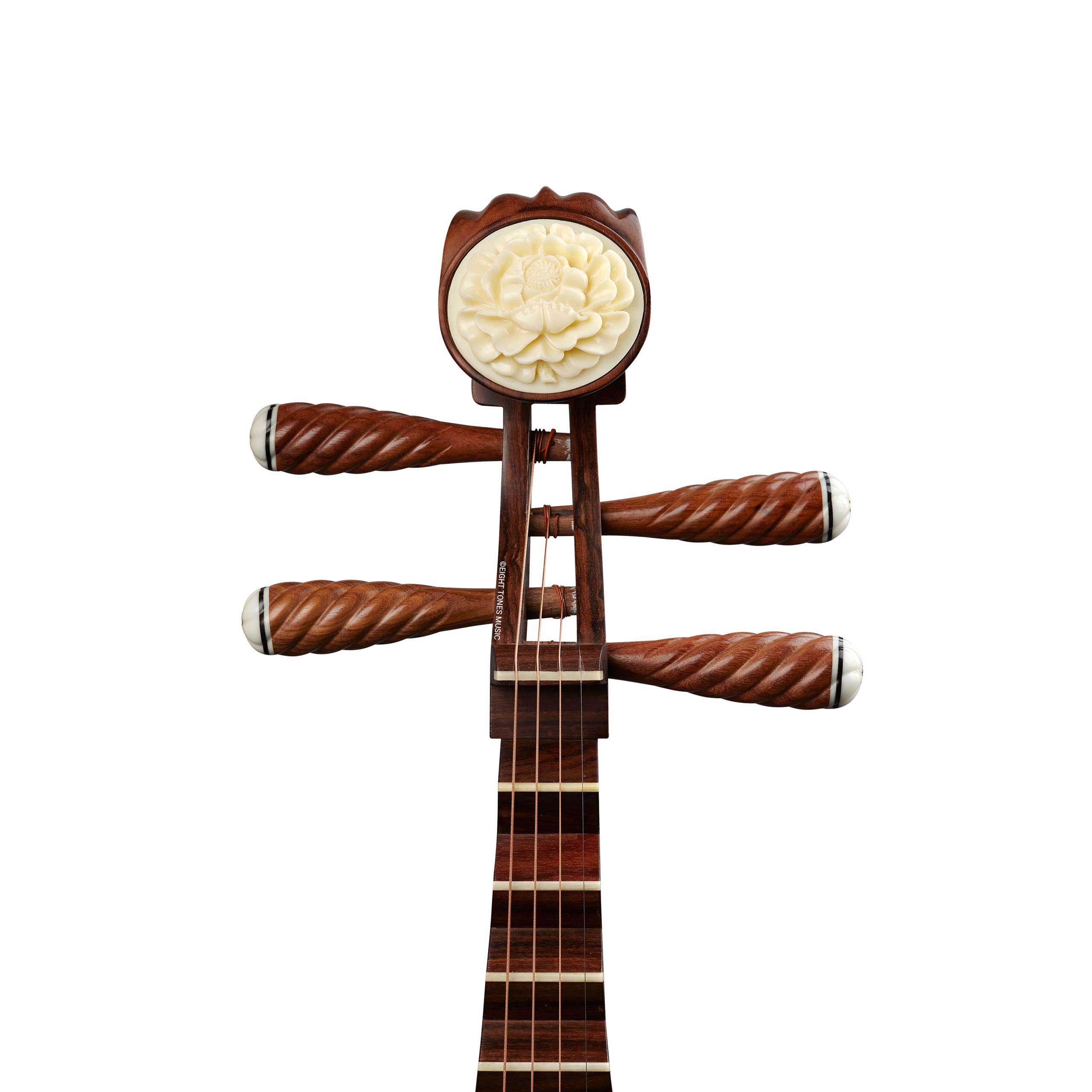 Bo Yue Model 600 Aged Rosewood Pipa Head front view