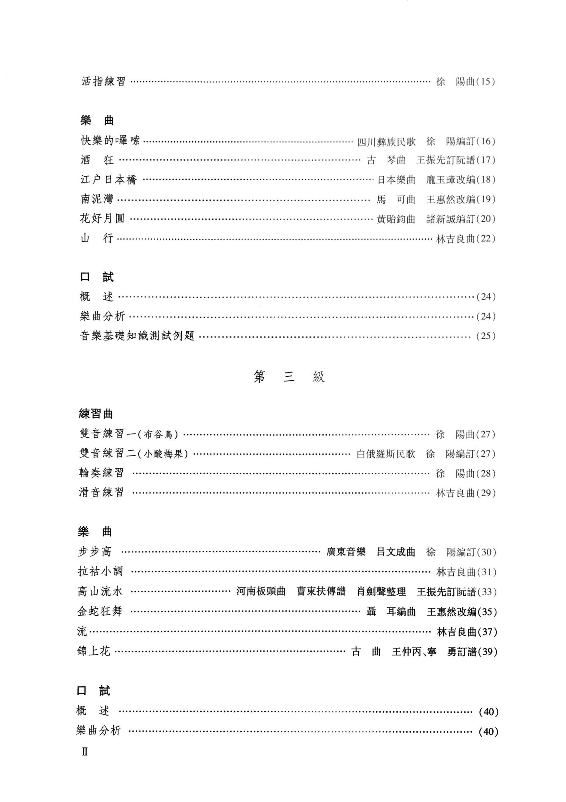 Zhongruan Grading Examination Book by CCOM – NAFA (Beginner Grade 1-6) Content Page 2