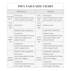 Pipa Acrylic Nails Size Chart
