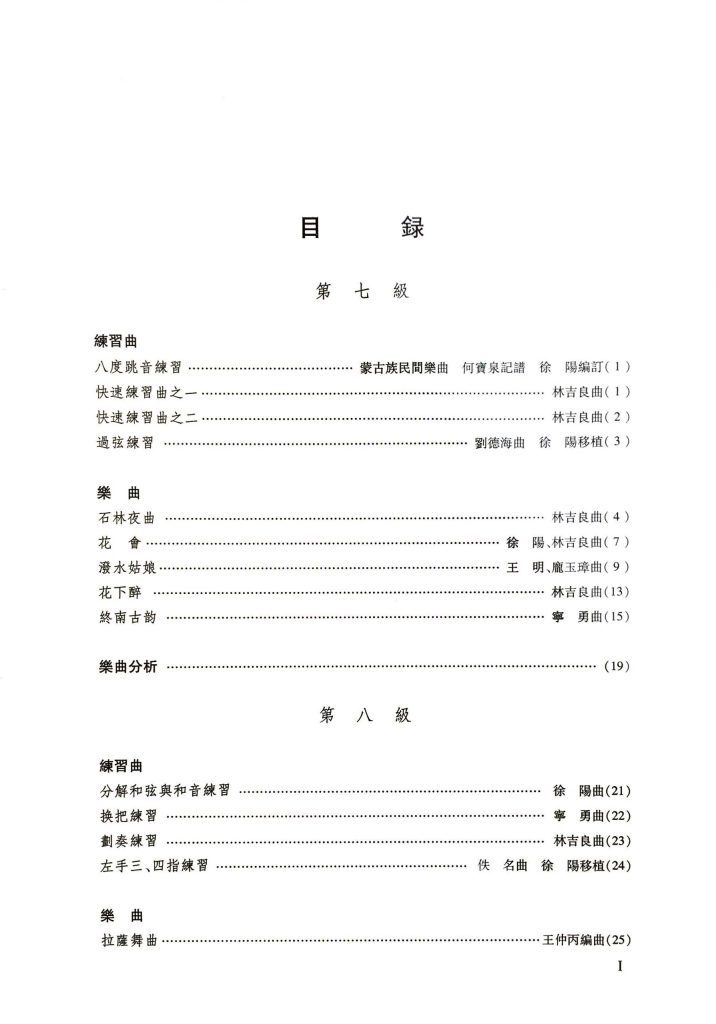 Zhongruan Grading Examination Book by CCOM – NAFA (Beginner Grade 7-Diploma) Content Page 1