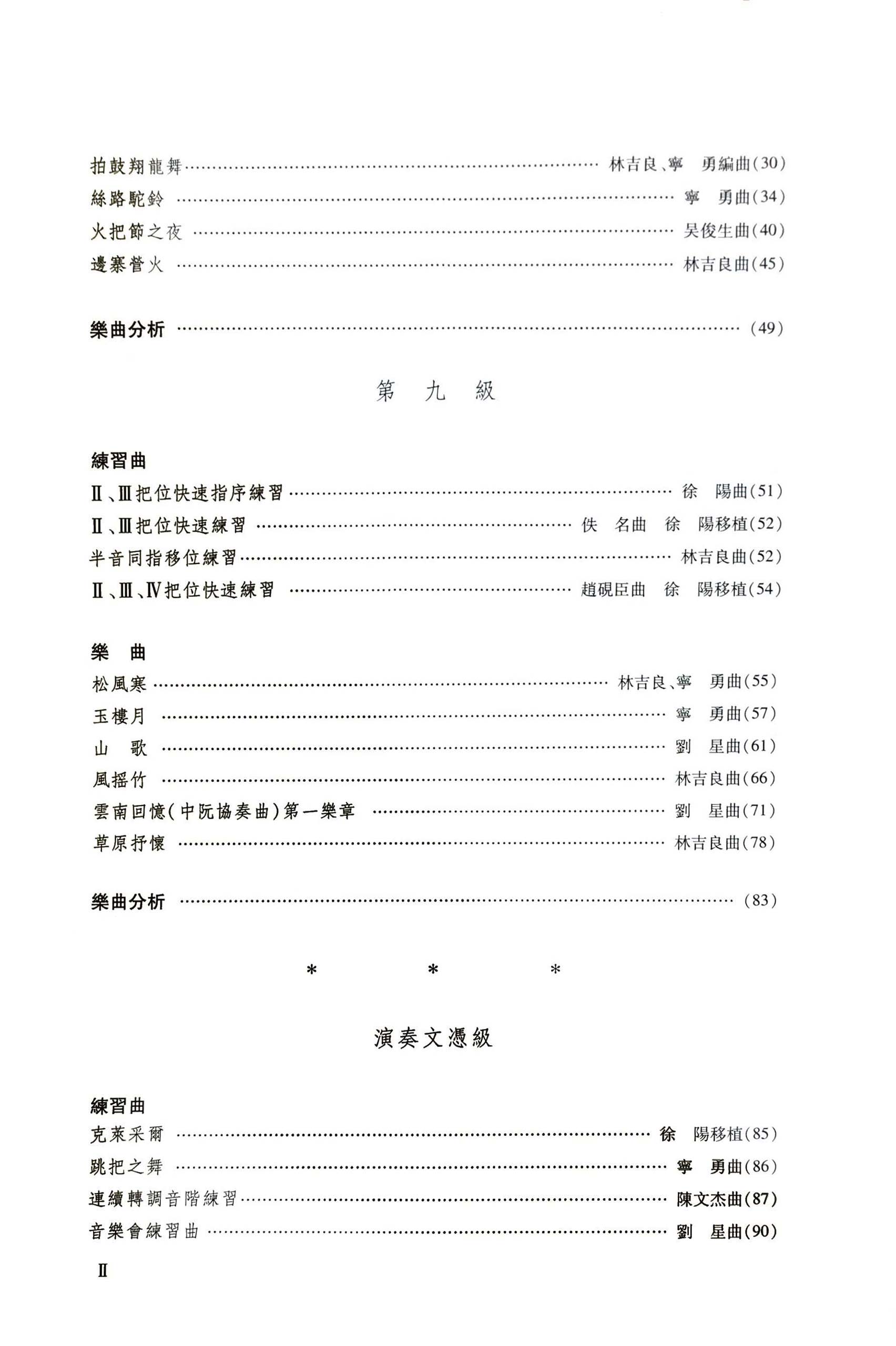 Zhongruan Grading Examination Book by CCOM – NAFA (Beginner Grade 7-Diploma) Content Page 2