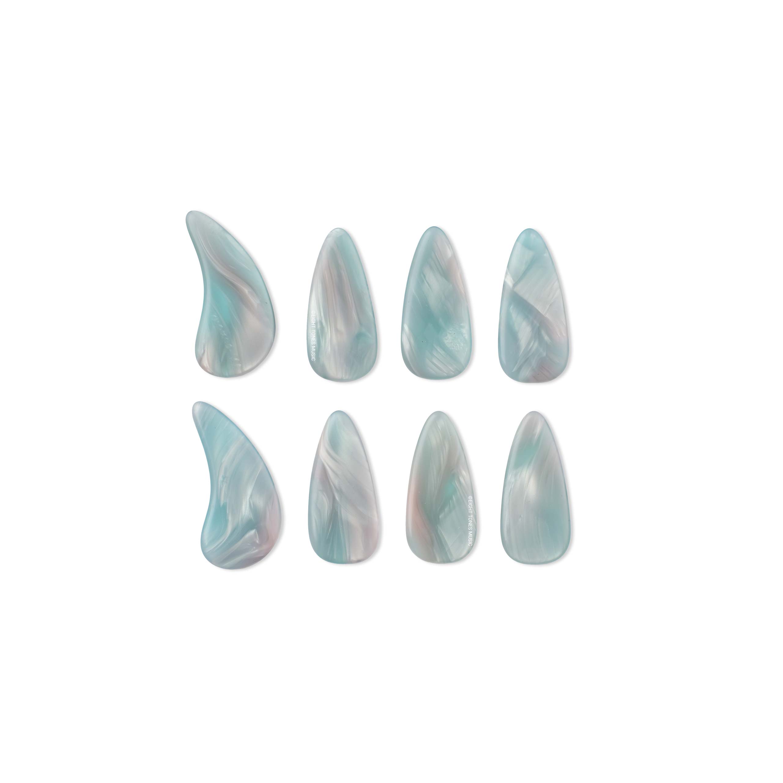 Premium Ocean Blue Design Guzheng Nails